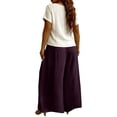 thumbnail image 4 of Delayuji Womens Wide Leg Pant Elastic Waist Daily Elegant Casual Solid Color Pants Loose Linen Pants Women L-6XL, 4 of 6