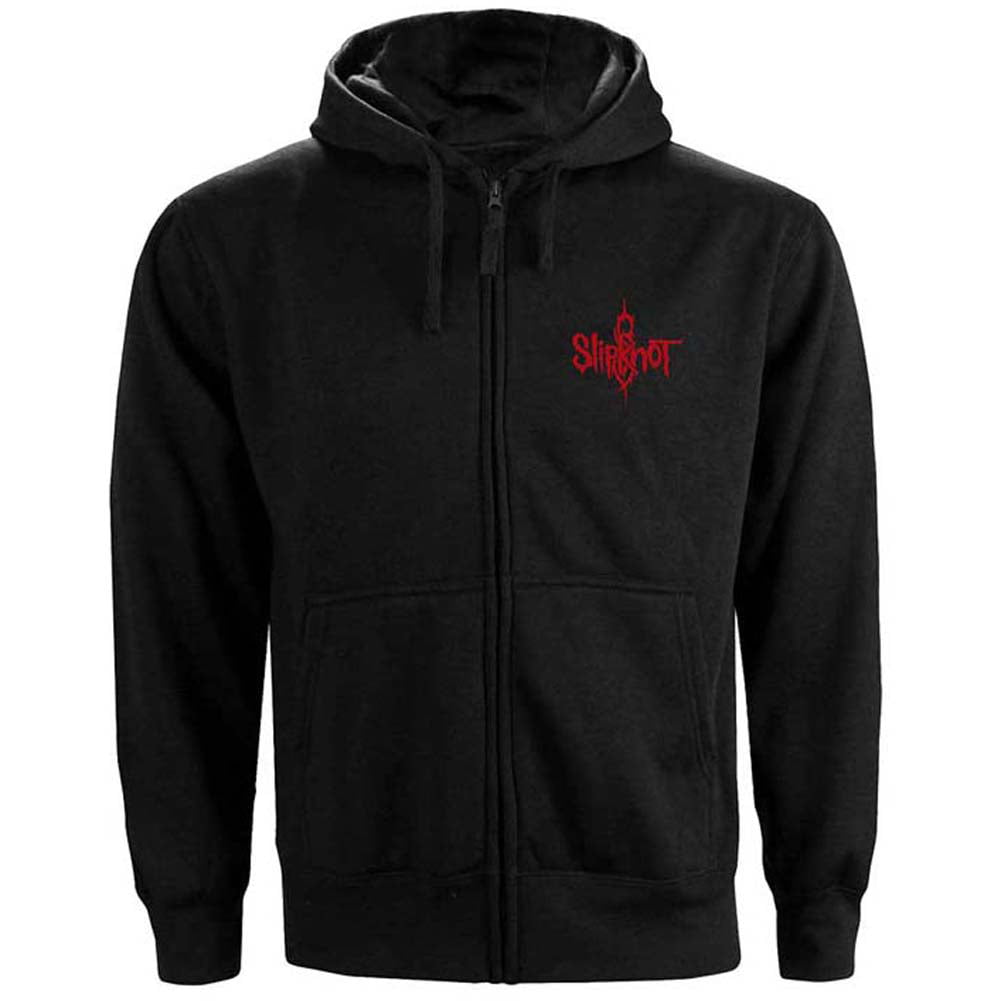 Back Print Slipknot Men's 9 Point Star Zippered Hooded Sweatshirt Black 