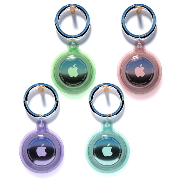 Sakiika 8 Pack Airtag Keychain Holder Case, Uoune Waterproof Lightweight Anti-Scratch Soft Full-Body Shockproof Air Tag Holder for Luggage, Keys, Dog Collar, 4 Color