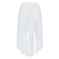 thumbnail image 6 of TiaoBug Women's Chiffon Applique Lyrical Ballet Dance Skirts High Low Mesh Midi Skirt Briefs Dancewear White S, 6 of 7