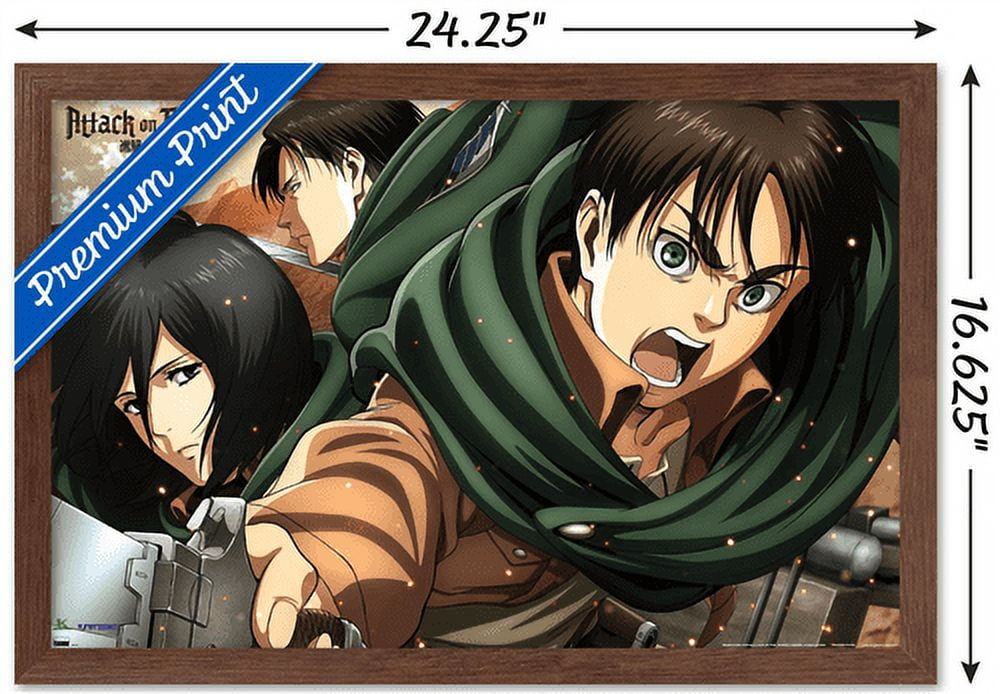 Attack on Titan: Season 2 - Intense Wall Poster, 14.725" x 22.375", Framed