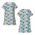 thumbnail image 3 of Kuqiui Funny Cartoon Pugs Pattern Women's Short-sleeved Nightgown,Casual Sleep A-line Sleepwear Comfy Sleepshirt,Cute Breathable Nightdress Ruffle - Medium, 3 of 7