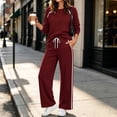 thumbnail image 5 of Teuyenhk Two Piece Outfits for Women Contrast Trim Fleece Lined Sweatsuits Sets Long Sleeve Pullover with Sweatpants Trendy Athleisure Set, 5 of 8