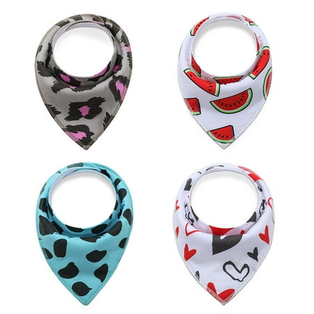 

100% Organic Cotton Woodland 4-Pack Baby Drool Bandana Bibs for Boys and Girls