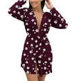 thumbnail image 4 of Plus Size Robes for Women Knee Length Bathrobe Lightweight Kimono Robe 3/4 Sleeve Knit Sleepwear with Pockets, 4 of 6