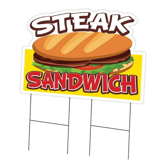 SignMission C-DC-2436-Steak Sandwich19 24 x 36 in. Yard Sign & Stake - Steak Sandwich