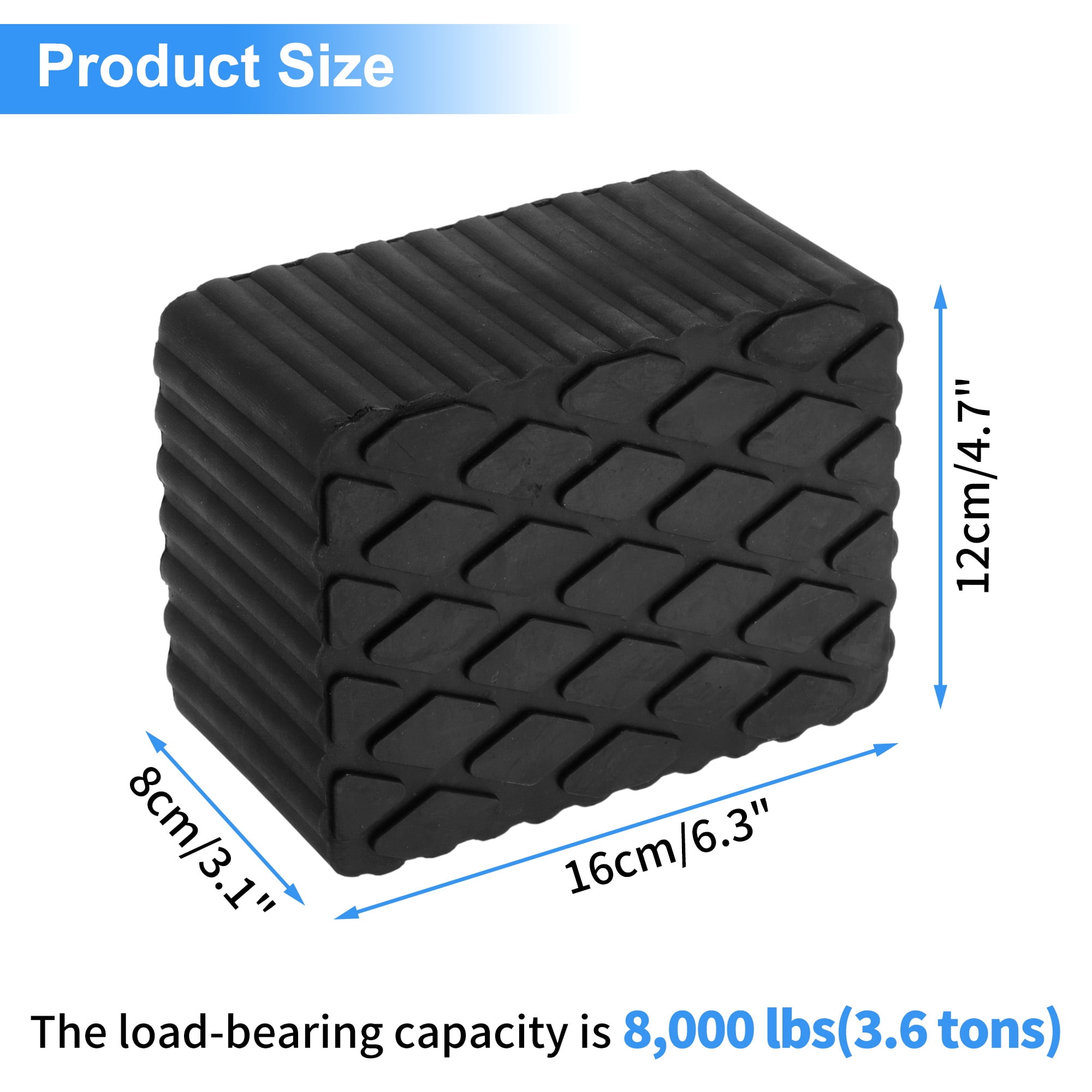 Unique Bargains Universal Heavy Duty Rubber Jack Stand Pads 6.3" x 4.7" x 3.1" Black