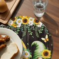 thumbnail image 3 of Spring Gnomes Round 13 Inch Placemats Set of 6, Farmhouse Botanical Sunflowers Wooden Grain HeatResistant Non Slip Place Mats for Dining Table, Wipeable Braided Kitchen Table Mats for Housewarming, 3 of 9
