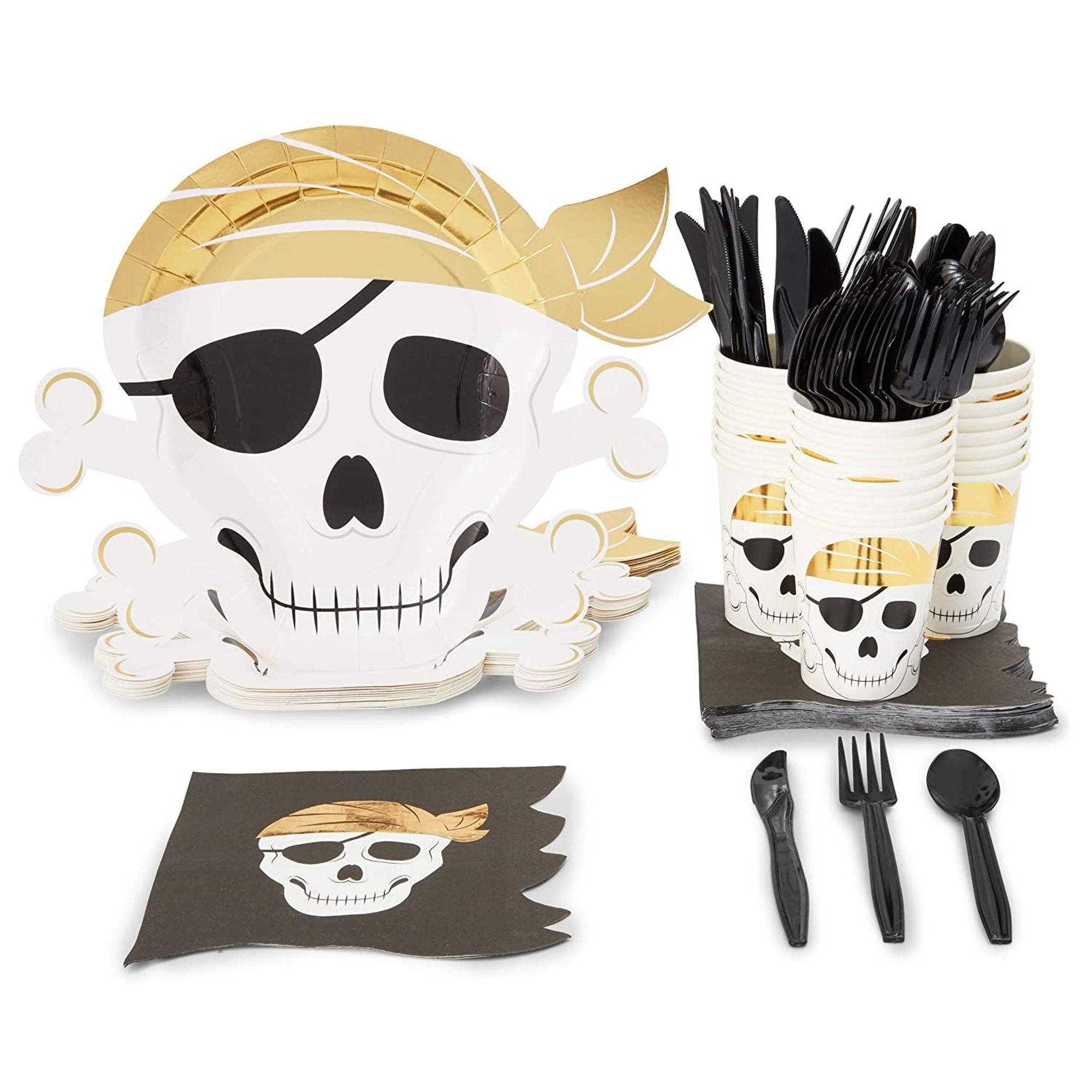 Details about  / Birthday Party Napkins with Pirate Skull Flag 6.5 x 6.5 Inches, Black, 50-Pa...