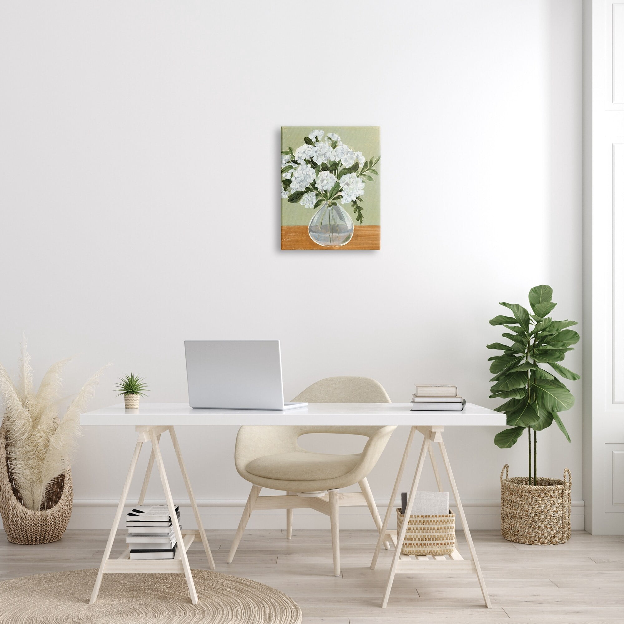 Stupell Industries White Hydrangea Flower Bouquet Vase Still Life Painting Gallery Wrapped Canvas Print Wall Art, Design by Annie Warren