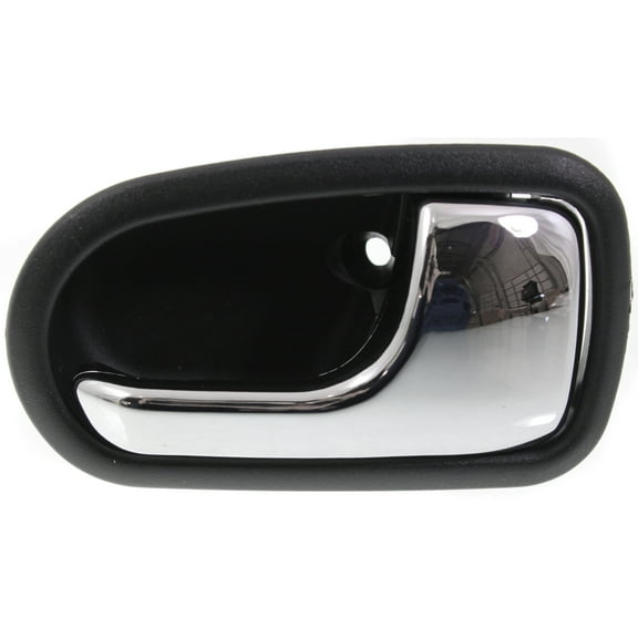 Interior Door Handle Compatible with 1995-2003 Mazda Protege Front or Rear, Passenger Side Chrome Lever with Black Bezel