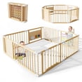 thumbnail image 3 of Lilypelle Wooden Baby Playpen, Foldable Large Fence and Play Yard for Toddlers, Adjustable Shape & Size, Safety Gate With Locking Door, Kids Activity Center, 3 of 13