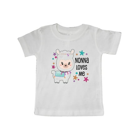 

Inktastic Nonna Loves Me- cute and happy llama Gift Baby Boy or Baby Girl T-Shirt