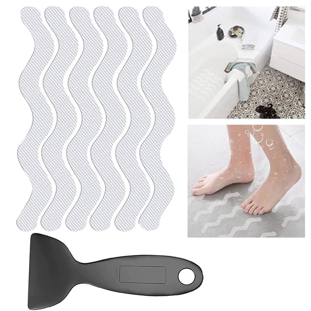 Pegatinas antideslizantes para baño tipo S Tipo S (paquete de 12) requiere un raspador