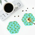 thumbnail image 5 of Fuzoiu Frogs And Aquatic Plants Print Leather Coasters Set,Drink Coasters Set of 6,for Tabletop Protection, Durable PVC Coasters,Home Décor and Housewarming Gift,Hexagon, 5 of 7