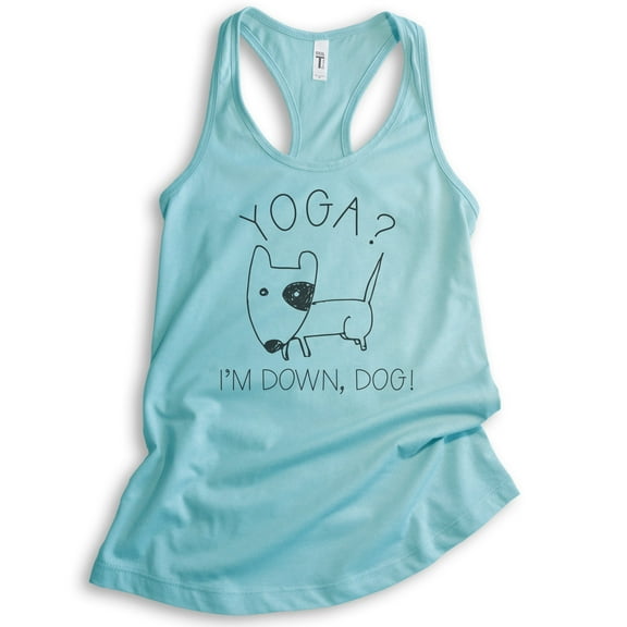 Yoga I'm Down Dog Tank Top, Ladies Racerback Tank Top, Funny Yoga Tank, Cute Yoga Top, Downward Dog Tank, Cancun, X-Large