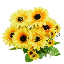 Juvale 2-Pack Artificial Sunflower Decor Bunch - 6 x 7 x 14 in Yellow - Faux Sunflower Stems & Artificial Flowers for Home, Table & Kitchen Decor - Wedding Centerpiece