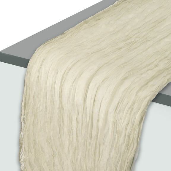Unique Bargains Cheesecloth Table Runner Rustic Table Runner for Party Table Decoration 157.48"L x 35.43"W Beige