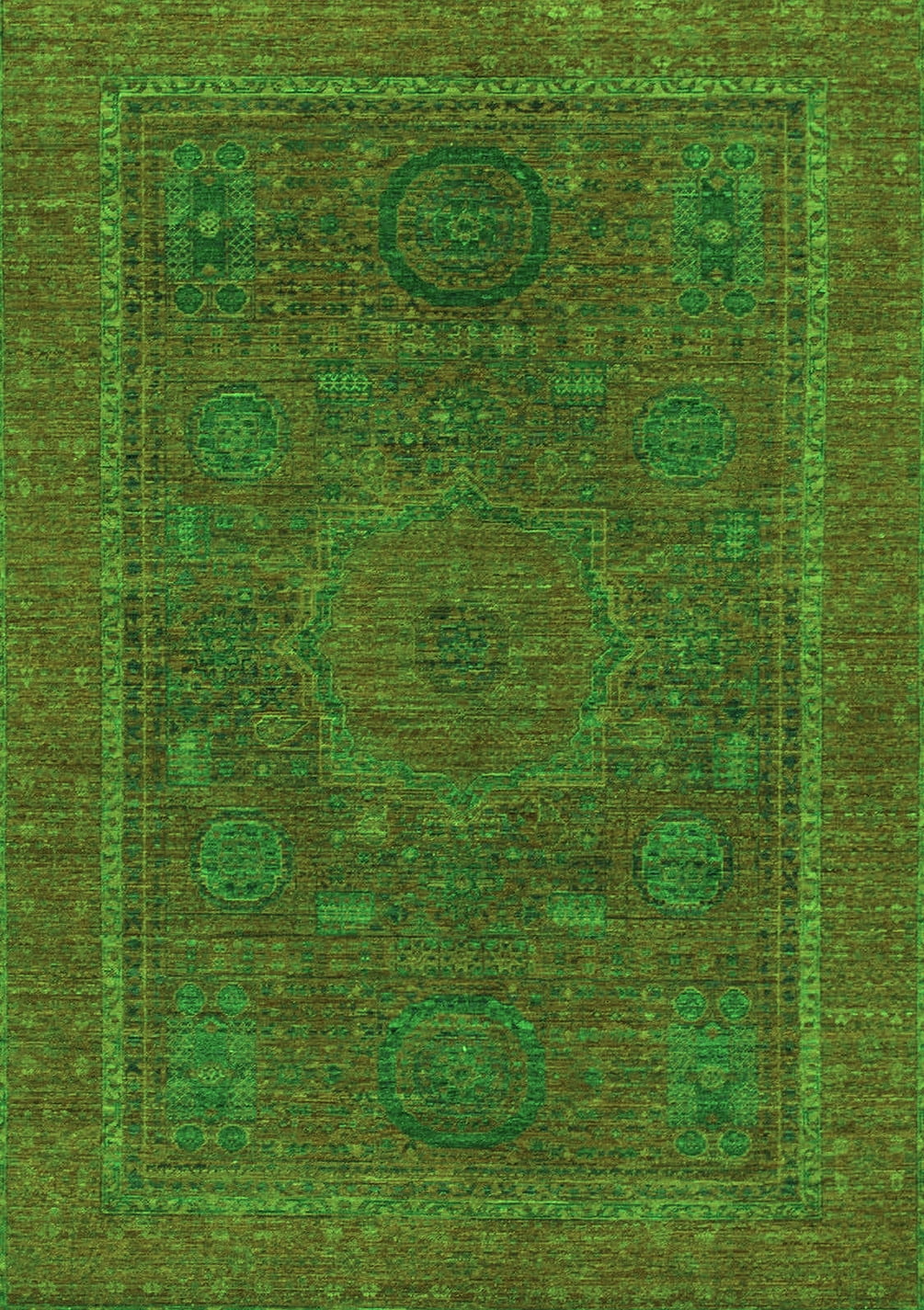 Ahgly Company Indoor Rectangle Abstract Green Modern Area Rugs, 2' x 5 ...