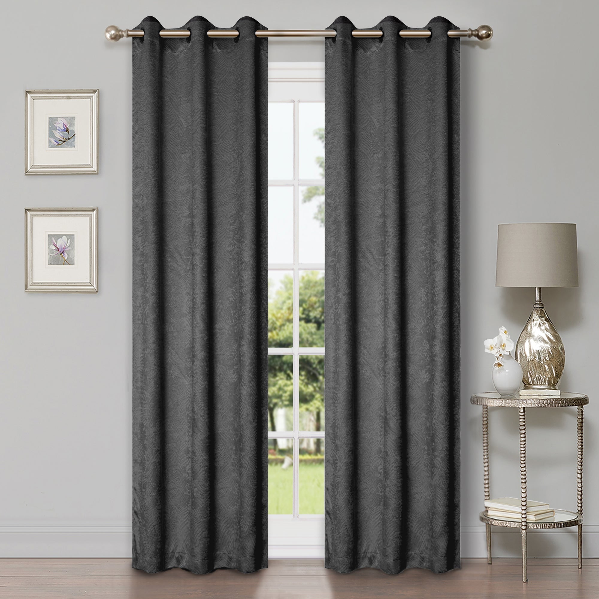 Superior Wave Blackout Grommet Curtains Panel Set, Gray, 42" x 84"