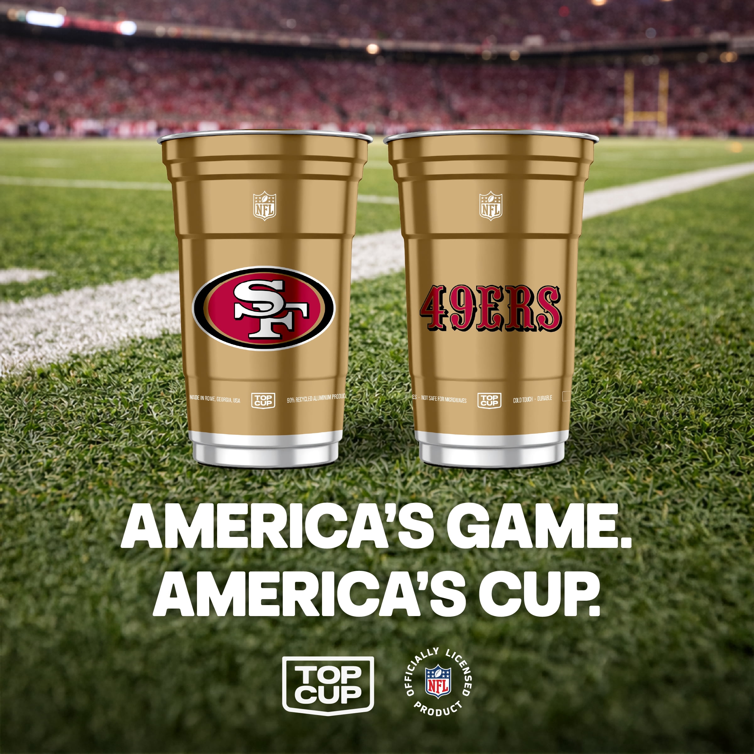 Top Cup NFL San Francisco 49ERS Aluminum Party Cups, 20oz, 10 count