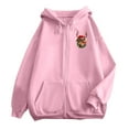 thumbnail image 5 of Fiaer Christmas Hoodie for Women Oversized Reindeer Graphic Xmas Hooded Jackets Full Zip up Drawstring Sweatshirts Long Sleeve Loose Fit Trendy Pocket Tops Pink L, 5 of 5