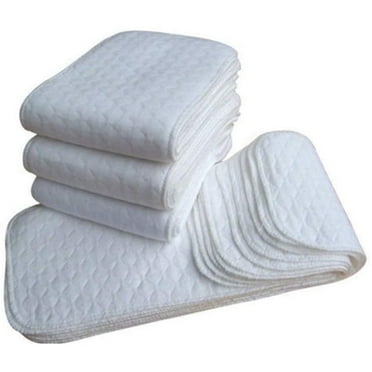 Cotton Baby Diapers,Reusable & Washable Diaper Pad Liners,Soft Skin-Friendly Folding-Free Baby Cotton Diapers Diaper Pad 10 Count (White)