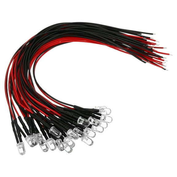 Uxcell 3V to 6V 5mm LED Light Emitting Diodes Pre Wired Mini LED Lights Bulb Light-emitting Lamp, Colorful Flash 24 Pack