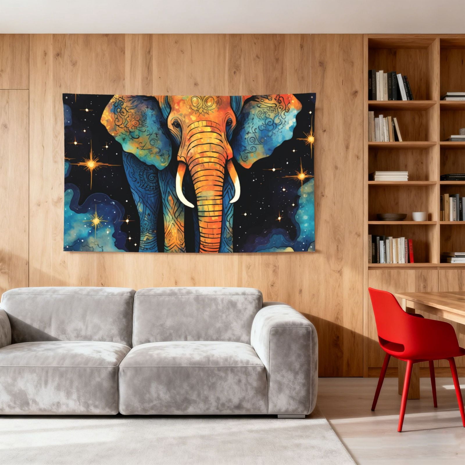 Elephant Indian Psychedelic Starry Four Hole Decorated Banner Flag for Garden Yard Home Decoration Indoor Outdoor 4x6 Ft