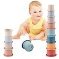 thumbnail image 1 of 1 juego de divertidos vasos apilables de paja de trigo con dibujos de animales, formas geométricas, juguetes educativos para la bañera, torre de anillos apilables, juguetes para la, 1 of 6