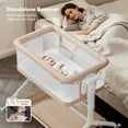 thumbnail image 4 of Baby Bassinet, Caveen Roacking Bassinet for Baby, Bedside Sleeper with Breathable Full-Mesh and Mattress, 6 Height Adjustable, Portable Bedside Crib for Infants,Beige, 4 of 10