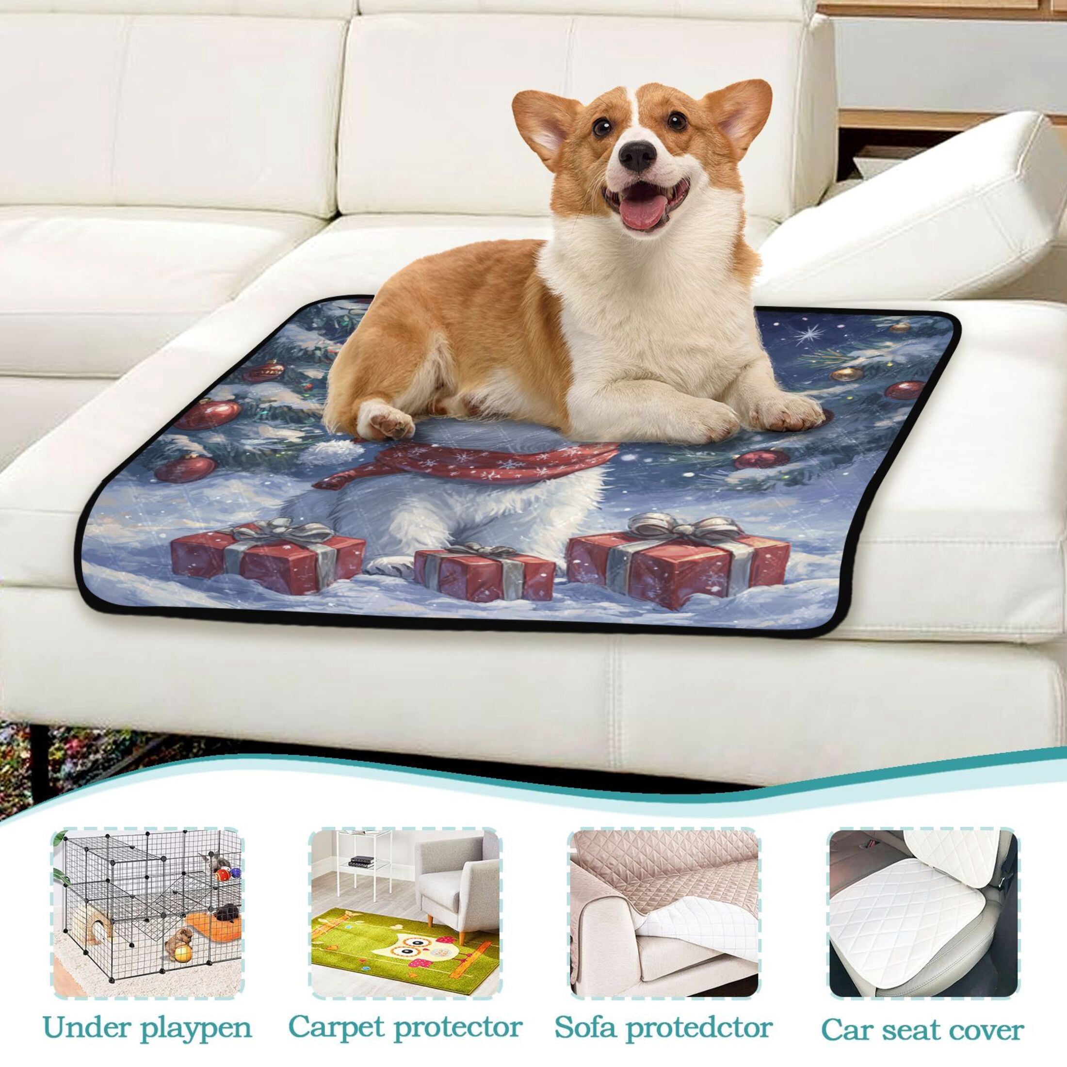 Qxltty A Cute White Polar Bear Cat litter Pads Pet Set of 3 Diaper Mats Center Anti-leakage Layer Absorbent Soft and Comfortable