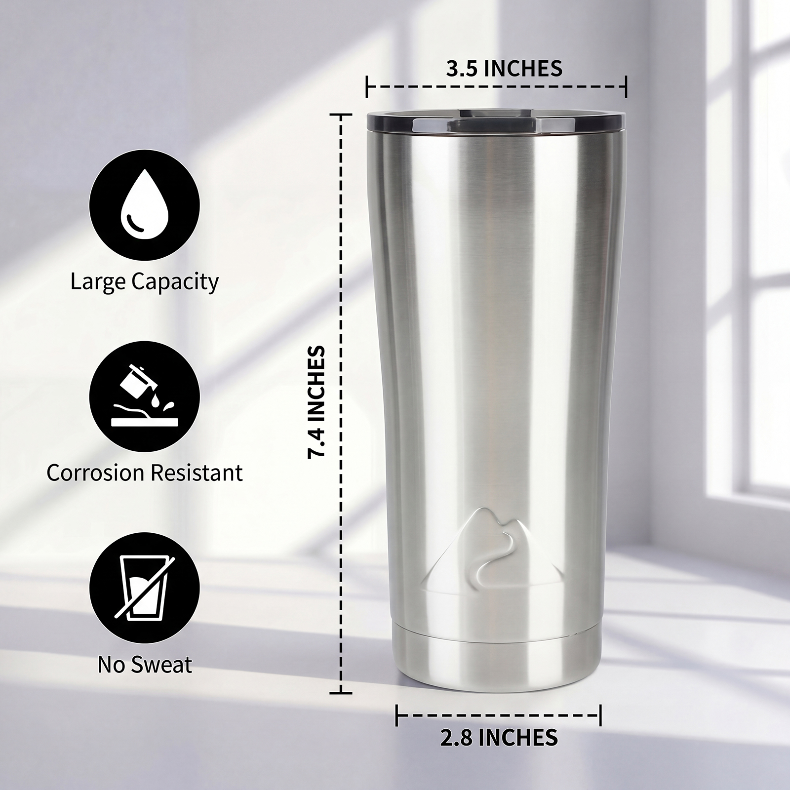 Vaso térmico de acero inoxidable de 22 oz Ozark Trail, plateado 5