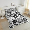 thumbnail image 4 of Gamer Comforter Set Queen,Gaming Bedding,Video Games Controller Gamepad Bedding Comforter Sets Black White Graffiti Bedroom Decor Duvet Insert, 4 of 7