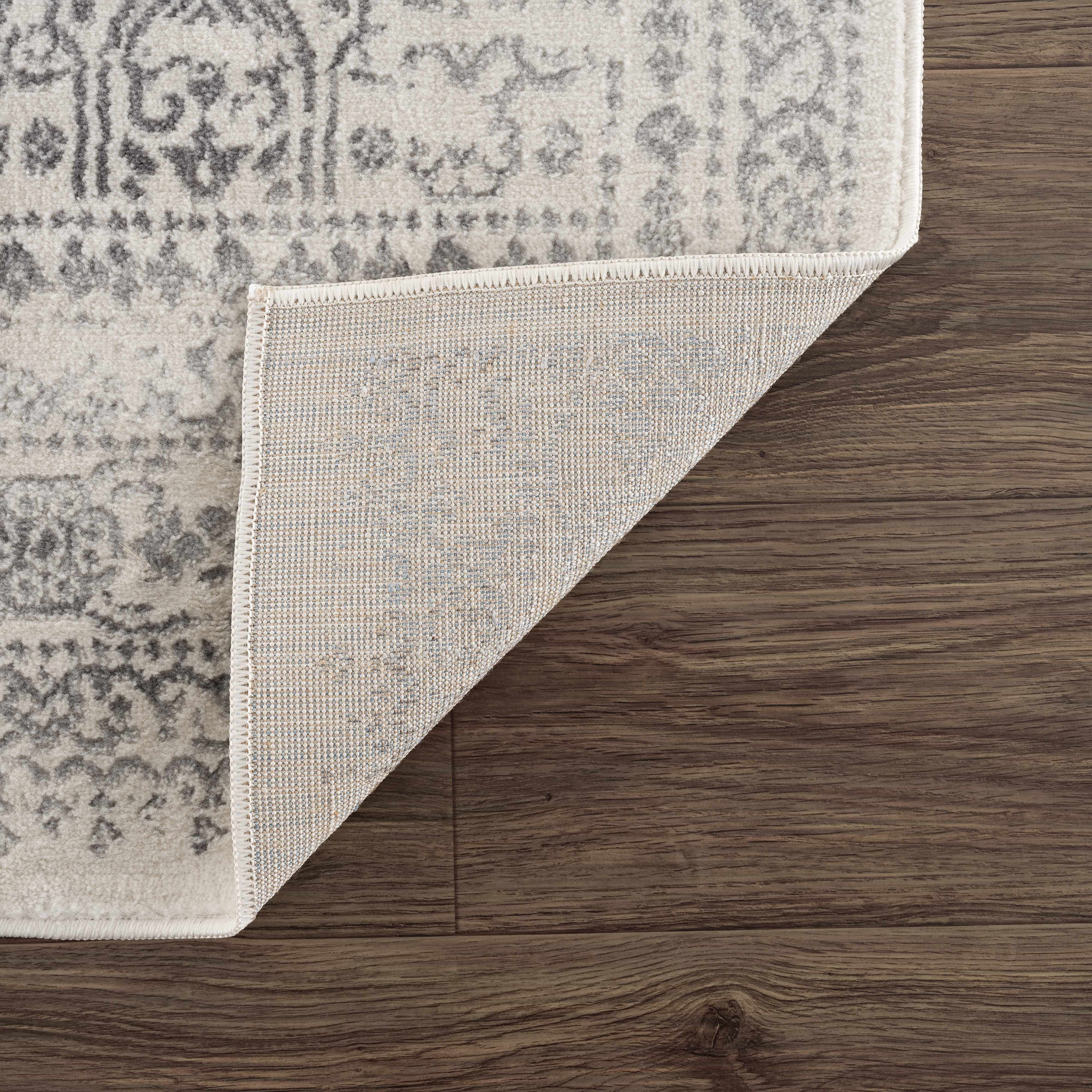 Hauteloom Neutral Collection Michie Modern Minimalist Living Room, Bedroom, Dining Room Area Rug - Bohemian Boho Distressed Carpet - Cream, Beige, Light Grey, Dark Gray - 6'7" x 9'
