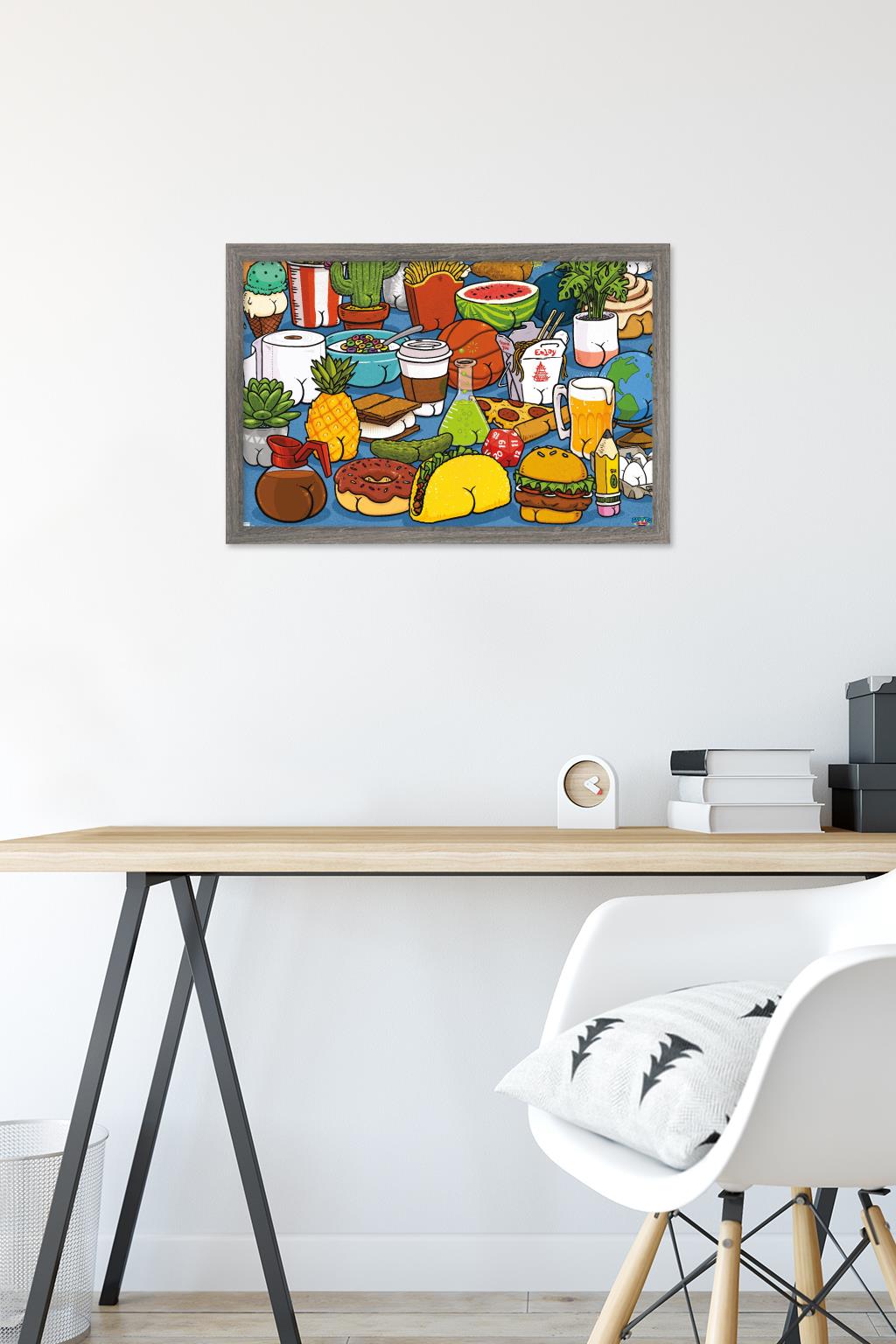 Brian Cook: Butts on Things - Food Wall Poster, 14.725" x 22.375" Framed