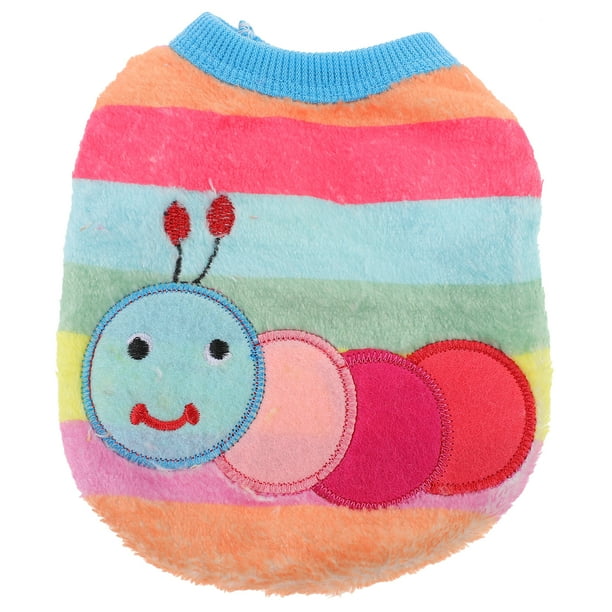 WORGEOUS Chaleco de invierno para cachorros de dibujos animados, ropa cálida de franela para perros pequeños, chihuahua, traje francés, camiseta para mascotas y gatos, talla XXS (Caterpillar)