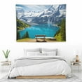 thumbnail image 3 of COMIO Mountain Lake Scenery Tapestry 40x30 Inch Alps Mountains Wall Tapestry Blue Lake Green Forest Pine Trees Nature Landscape Tapestry Wall Hanging for Bedroom Living Room Dorm Decor Home, 3 of 7