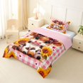 thumbnail image 2 of jejeloiu Pink Checkered Highland Cow Twin Comforter Sets Kids,Girly Farm Print Bedding Set,Reversible,2pcs, 2 of 7
