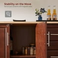 thumbnail image 6 of ZIVACATE Walnut 54" Rolling Kitchen Island Cart with Storage, Large Kitchen Cart with Folding Drop Leaf Breakfast Bar, Wood Island Table for Kitchen with 3 Drawers and Spice Rack & Towel Rack, Brown, 6 of 8