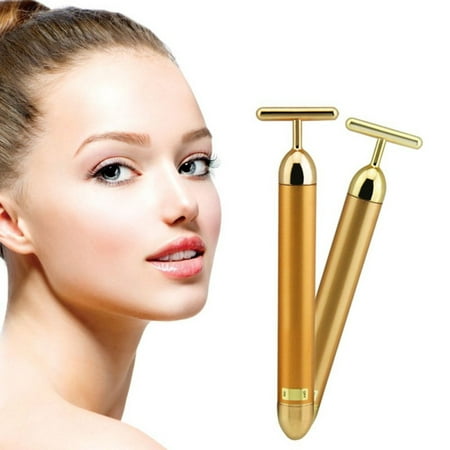 Cluxwal Face Massager, Slimming Face Gold Vibration Facial Beauty Roller Massager Stick Lift Skin Tightening Wrinkle Stick Bar Face Skin Care