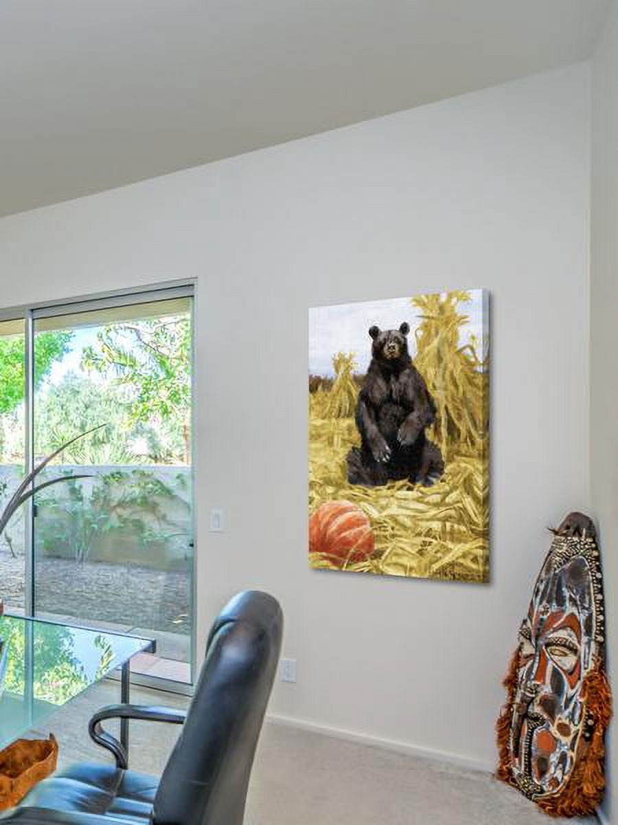 "Bear in Hay" Painting Print on Wrapped Canvas