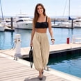 thumbnail image 6 of Womens Elastic High Waist Wide Leg Barrel Pants Flowy Baggy Balloon Trousers Summer Beach Pants Vacation Outfits, 6 of 9
