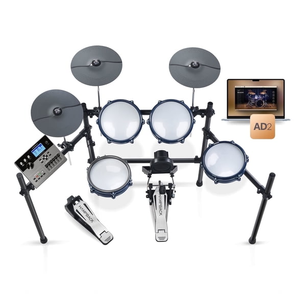 ACE-307 Electric Drum Set with Quiet Mesh Pads, 2 Cymbals w/Choke, 52 20 Drum Kits and 918 Sounds, USB MIDI, Recording Function, Suitable for advanced level,