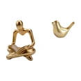 thumbnail image 1 of Figura decorativa abstracta dorada de un pájaro pensador, ideal para la sala de estar moderna, la oficina, el escritorio, la repisa de o c, 1 of 8