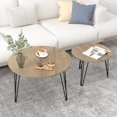 thumbnail image 6 of Round Nesting Coffee Table Set - 2-Tier Rustic Brown Wood and Metal, 6 of 10