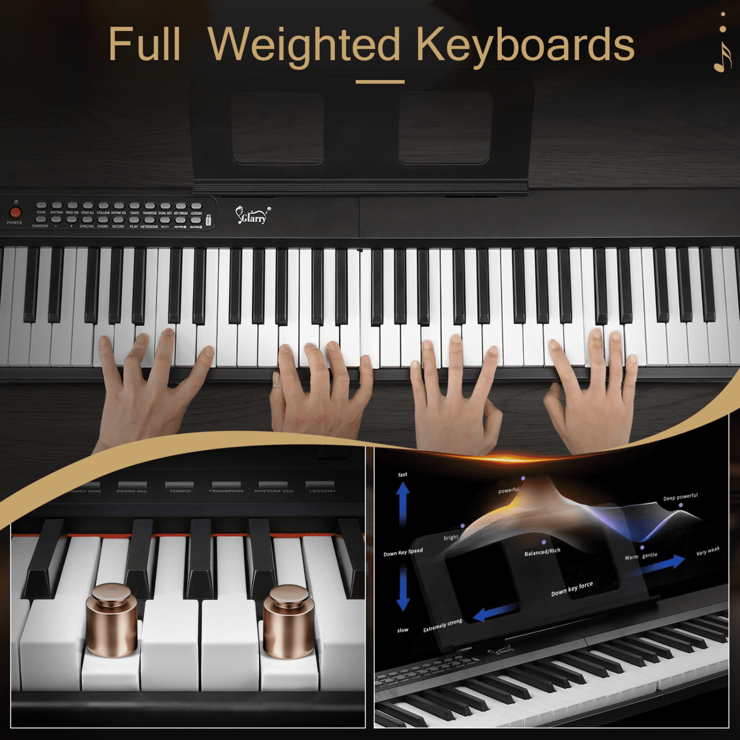Hassch 88 Key Folding Digital Piano with Bag and Headphone, Semi-Weighted Keyboard with MIDI Bluetooth for Beginners, Black
