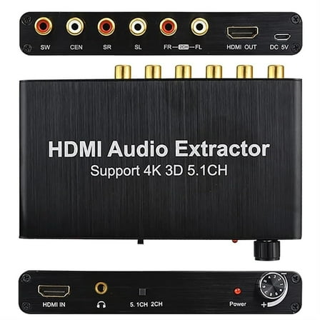 HDMI 5.1 Audio Decoder , hdmi audio extractor 4K 5.1  Digital-to-Analog Converter, Compatible with HDTV, Blu-ray, DVD, PS3 and Network Player