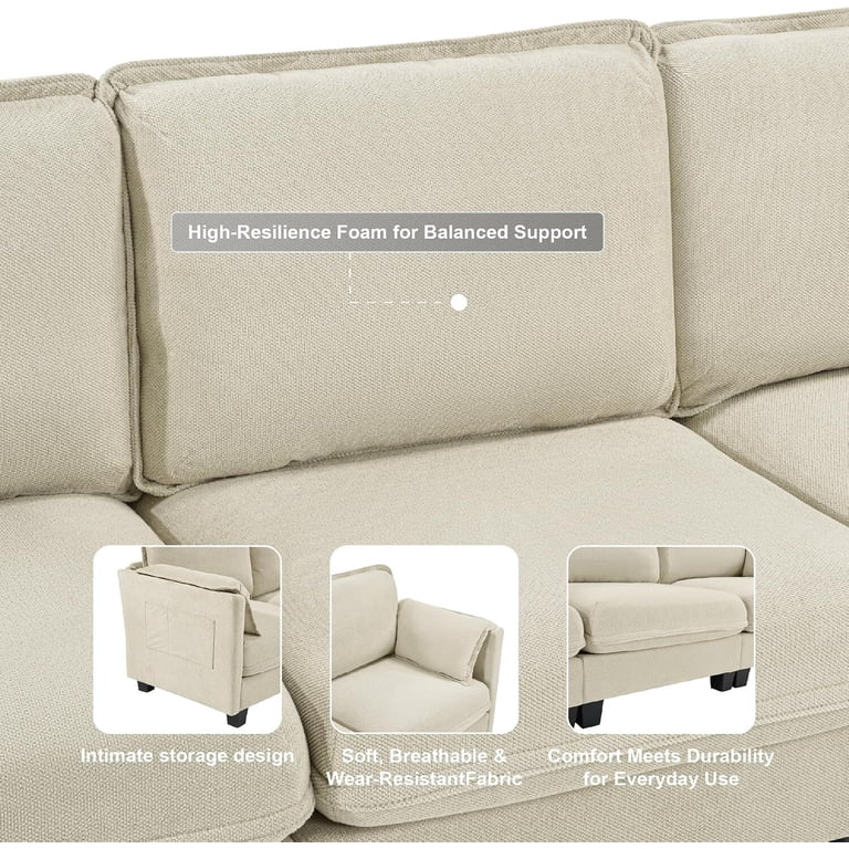 Howcool Cloud Modular Sectional Sofa, 93" L-Shaped, Beige photo 5