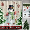 thumbnail image 3 of Christmas Snowman Shower Curtain, 66" x 72", Winter Xmas Pine Tree Snow Linen Red Plais Waterproof Bathroom Curtain Washable Shower Curtain Set with 12 Hooks, 3 of 6